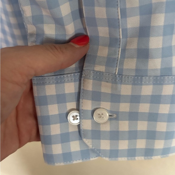 Mizzen+Main Leeward Blue Gingham Stretch Shirt L Trim Tall Office Career - Picture 6 of 8